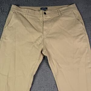 Ash & Erie Pants Mens 38x27 Beige Khaki Chino Flat Front Stretch Cotton Blend